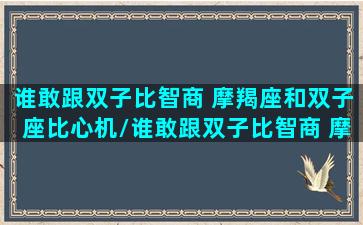 谁敢跟双子比智商 摩羯座和双子座比心机/谁敢跟双子比智商 摩羯座和双子座比心机-我的网站